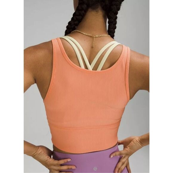 Lululemon Power Pivot Ribbed Tank Sports Bra‎ Coral Size 6 - Picture 6 of 7